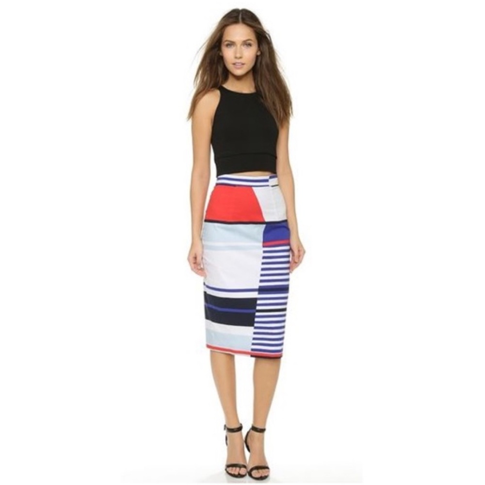 MILLY Marina Stripe Midi Skirt